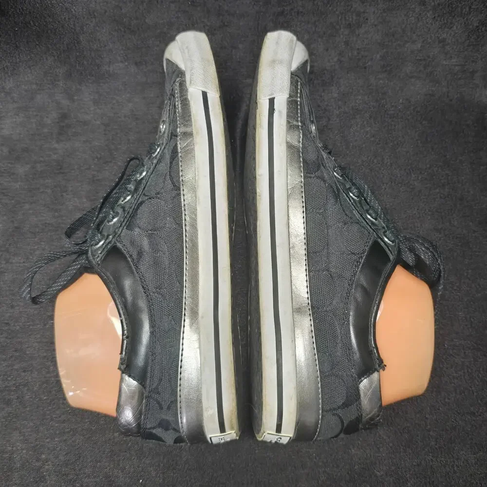 Coach Felix Black Low Top Canvas Lace Up Sneakers Shoes
